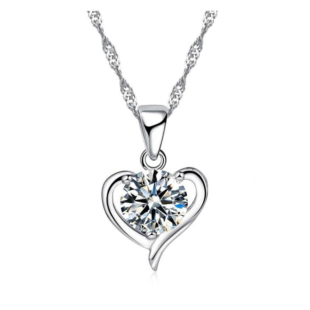 🌟 925 Sterling Silver Heart Necklace Earrings Set - Romantic Jewelry Ensemble - Picture 3 of 3